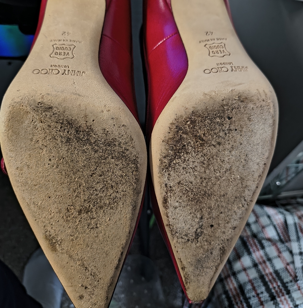 Jimmy Choo Scarlet Heels with Button Accent - Picture 4 of 4